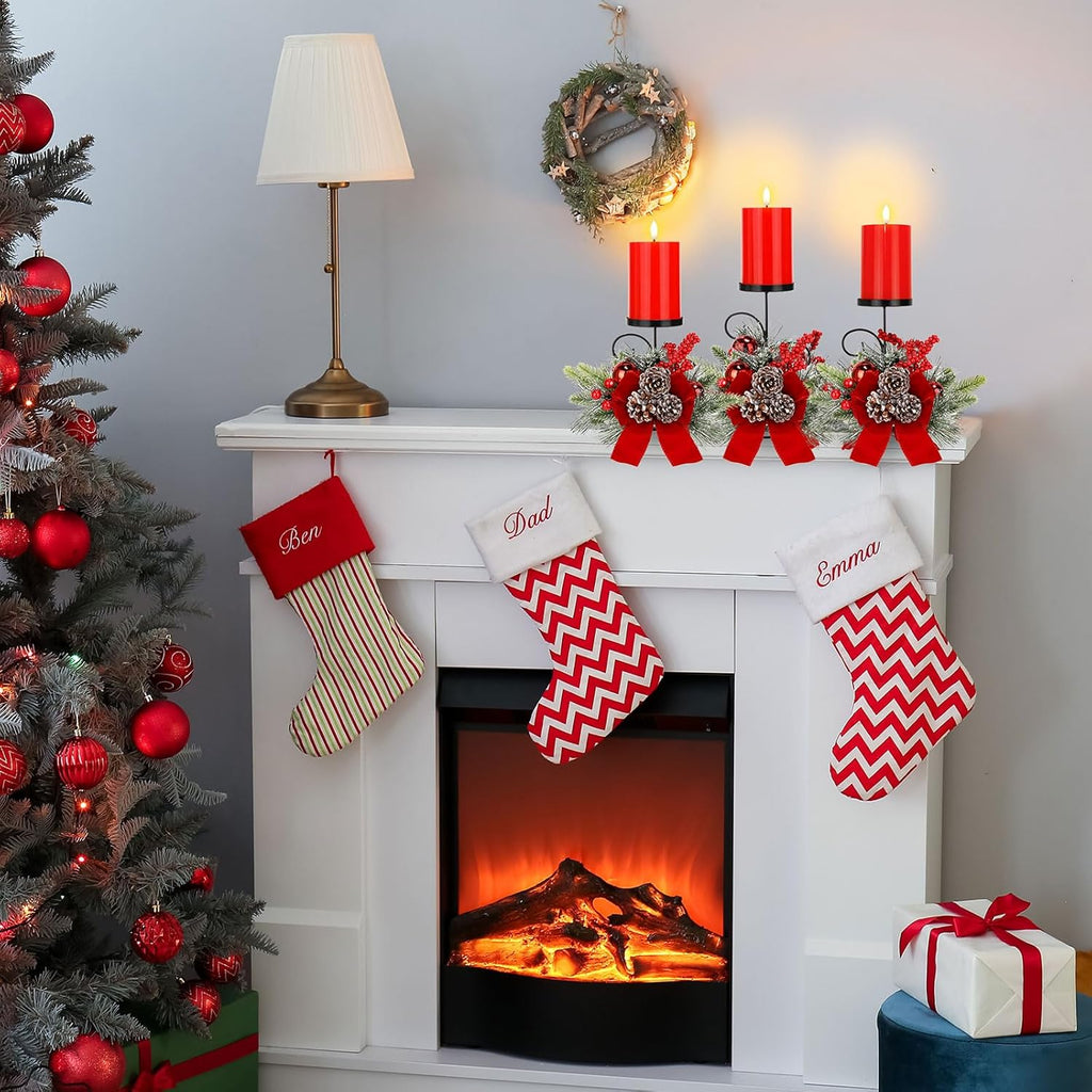 Yunlly Christmas Candle Holder Set - 3 LED Battery-Operated Pine Cone Centerpieces for Home Decor