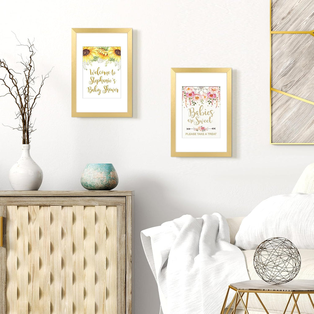 Upsimples 8x12 Picture Frame Set of 5 - Elegant Gold Frames for 6x8 or 8x12 Photos | Wall Gallery Display