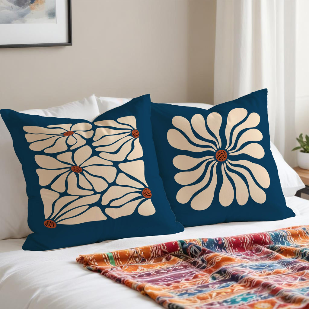 Fuasei Mid Century Modern Pillow Covers 18x18, 70 Retro Boho Hippie Beige Flower Decorative Pillow Covers for Bedroom Living Room Decor, Eclectic Pillow Covers, Mid Century Modern Decor, Set of 2