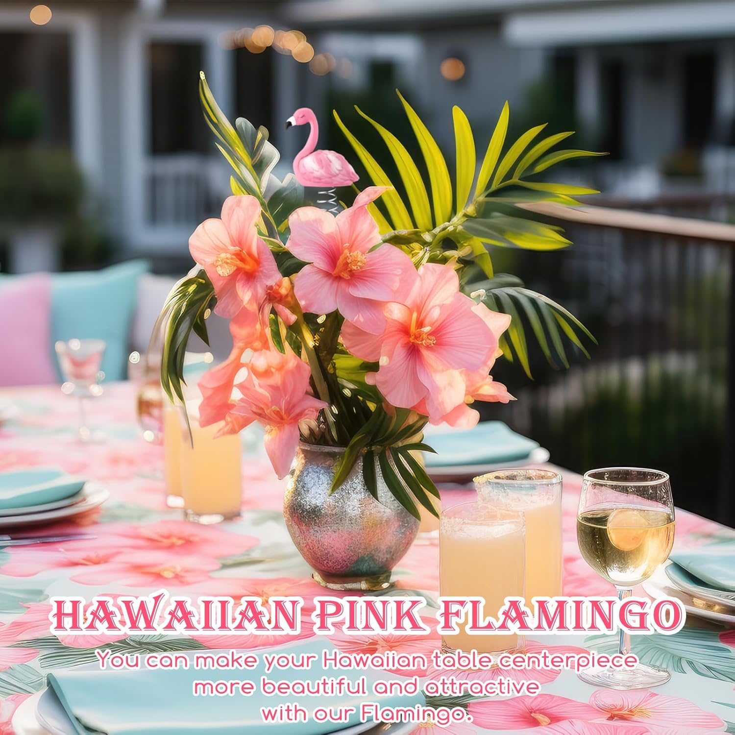 Queekay Mini Flamingo Ornament - 4 Inch Pink Tropical Tree Topper for Summer Party Decor