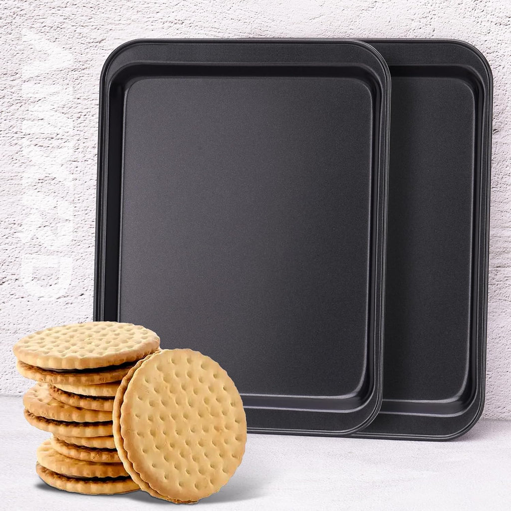 Nonstick Baking Sheets Set by [Brand Name] - Perfect for Toaster Ovens | Ideal for 1-2 Person Households, 9.5” x 7.1”