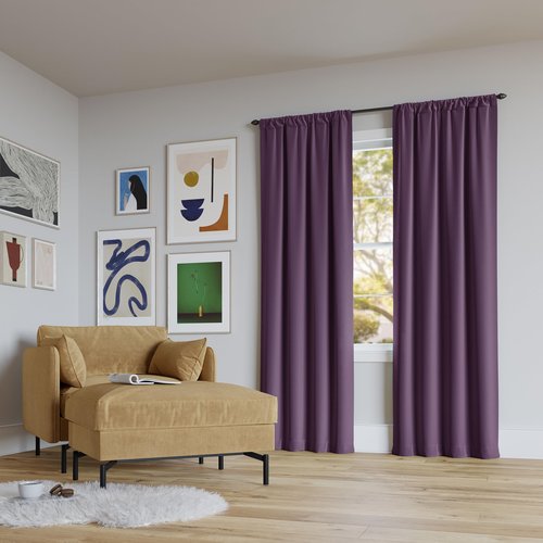 Sun Zero Rianna Theater Grade Extreme 100% Total Blackout Rod Pocket Curtain Panel, Amethyst Purple, 40" W x 63" L (1 Panel)