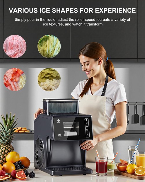 Nyzgax Snowflake Maker, Portable Power Ice Shaved machine with Rapid Cooling, Food-Grade Stainless Steel Material, Adjustable Speed Frozen Drink Maker for Home, Party, School