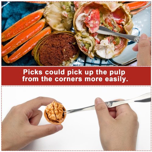 4 Pcs Walnut Cracker Tools, Windspeed Nut Crackers Three Opening Clips Nut Shell Openers Tools for Seafood Cracker, Lobster Crab Non-Slip Handle Shell Cracker with 2 Pcs Picks (red)