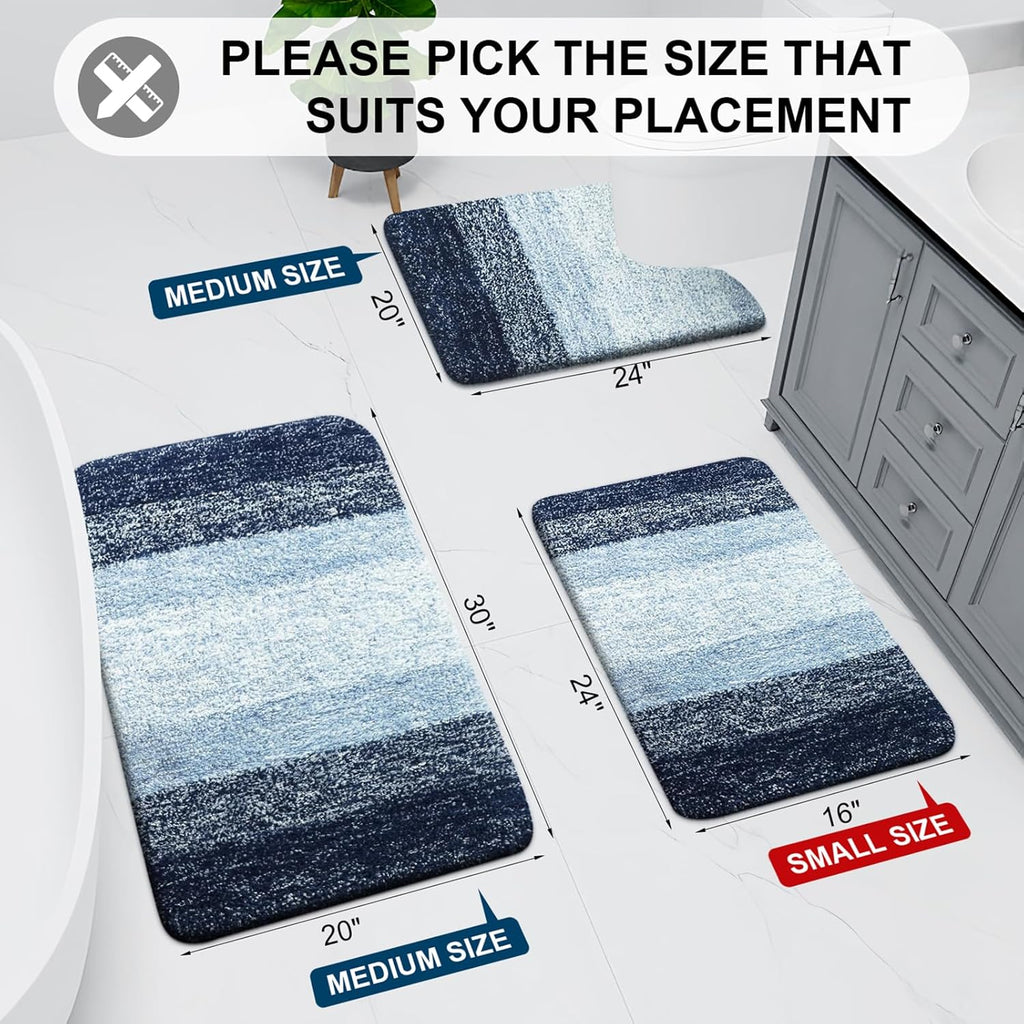 Arotive Microfiber Bath Rug - Soft, Absorbent & Non-Slip | 24x16 Dark Blue Rectangular Mat
