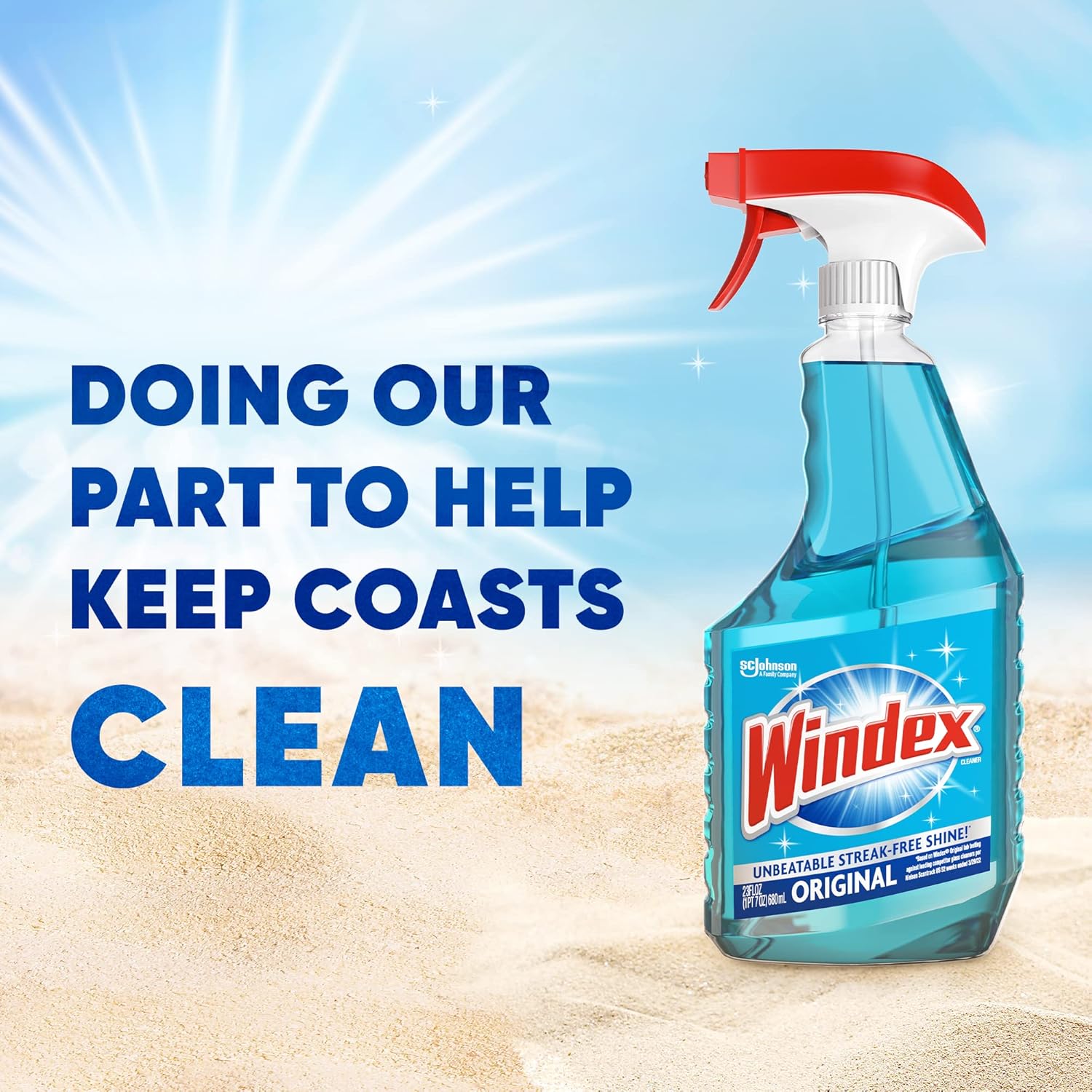 Windex Glass & Window Cleaner Spray Bundle - Original Blue Scent, 23 Fl Oz Spray + 32 Fl Oz Refill