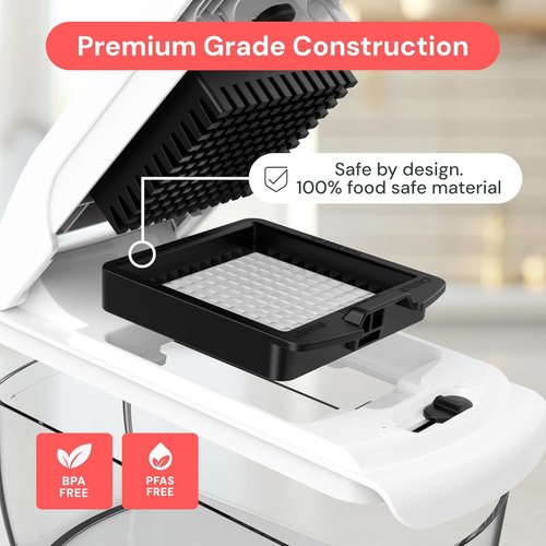 Fullstar Pro Chopper - 4-in-1 Vegetable Chopper & Spiralizer with Container | Essential Kitchen Gadget (White)