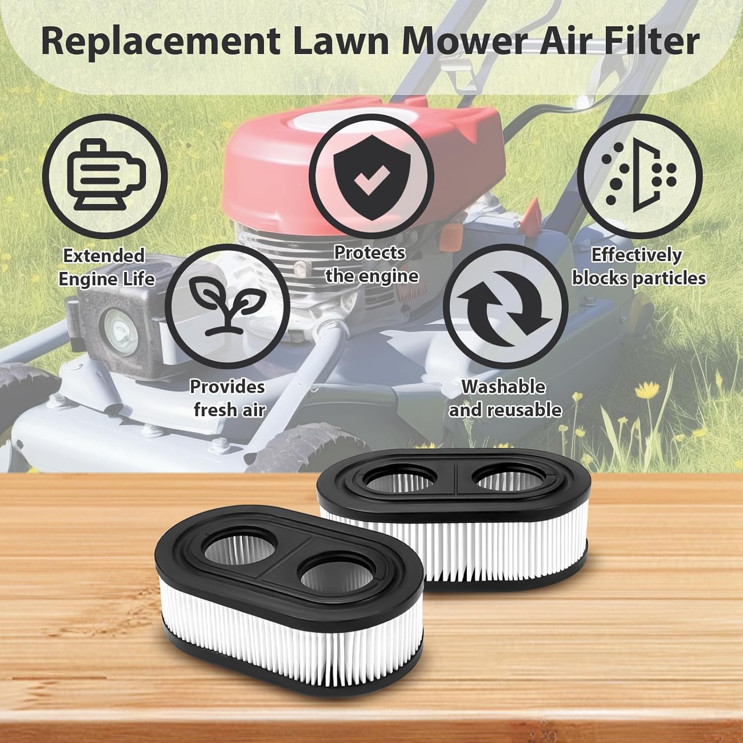 593260 Lawn Mower Air Filter - Replacement for Most 500 Series Engines | 2-Pack