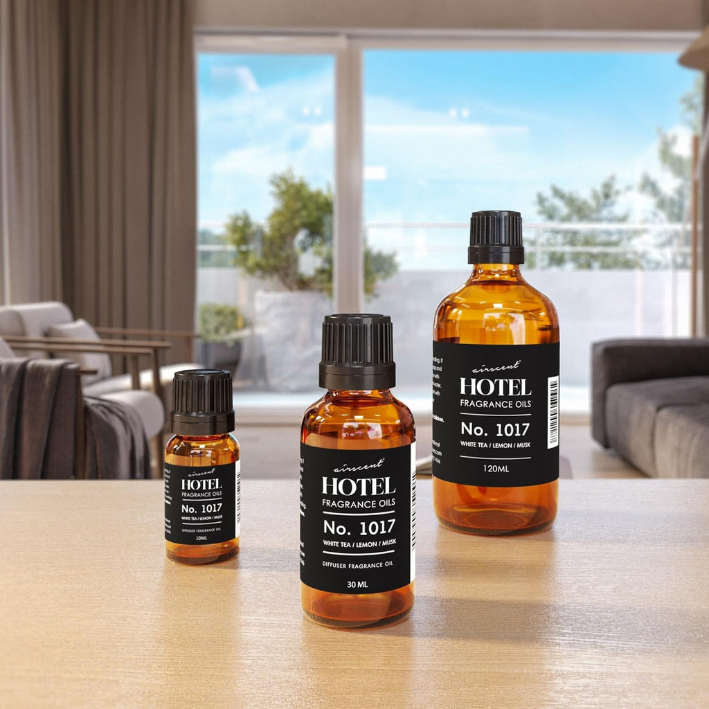 AirScent Hotel Diffuser Oil No. 1017 - White Tea Lemon Cedar Wood - Premium Fragrance for Diffusers | 10 mL Glass Bottle