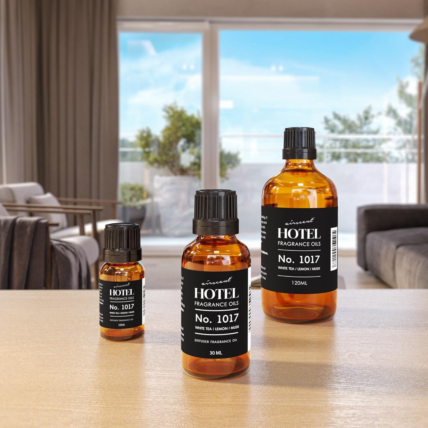 AirScent Hotel Diffuser Oil No. 1017 - White Tea Lemon Cedar Wood - Premium Fragrance for Diffusers | 10 mL Glass Bottle