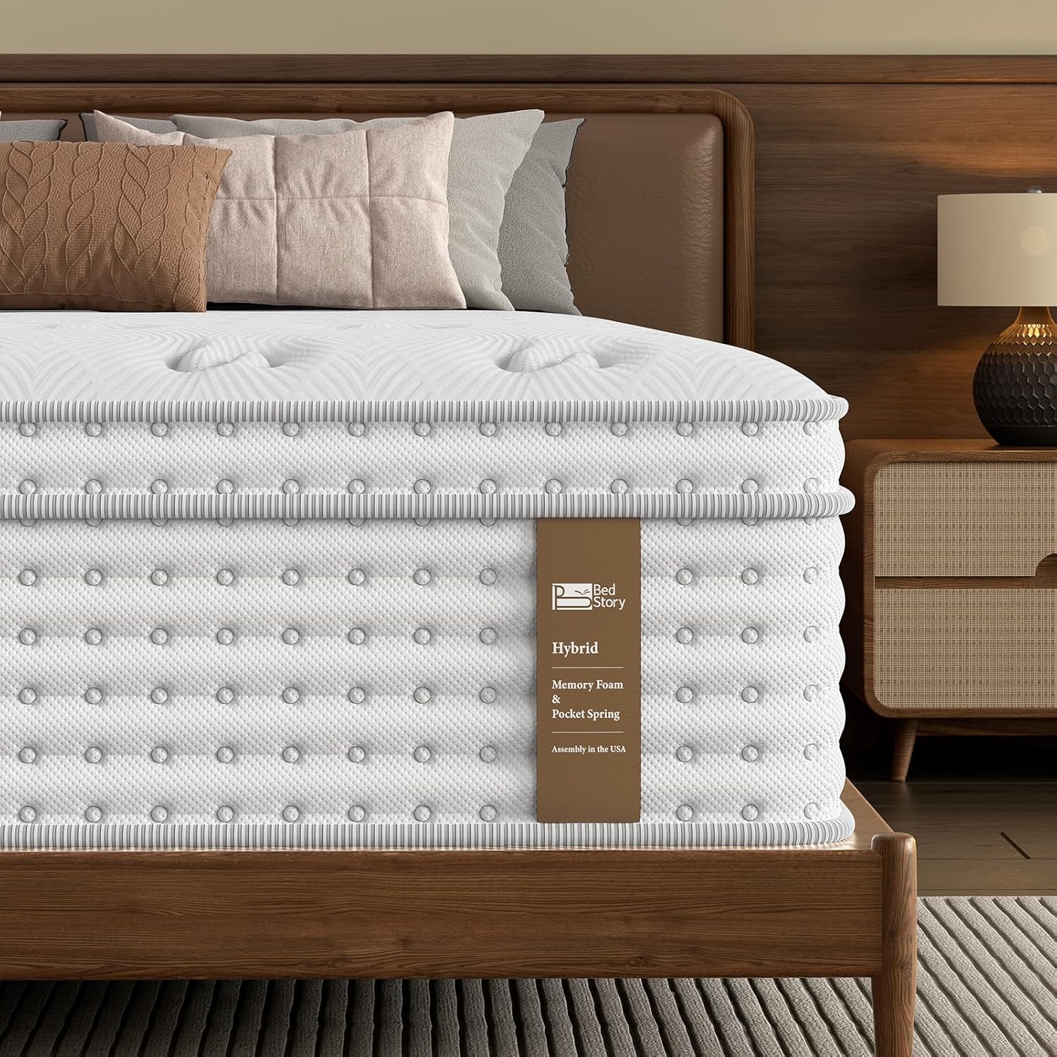 BedStory Queen Mattress - 14 Inch Medium Firm Hybrid Design | Back Pain Relief & Luxury Pocket Springs