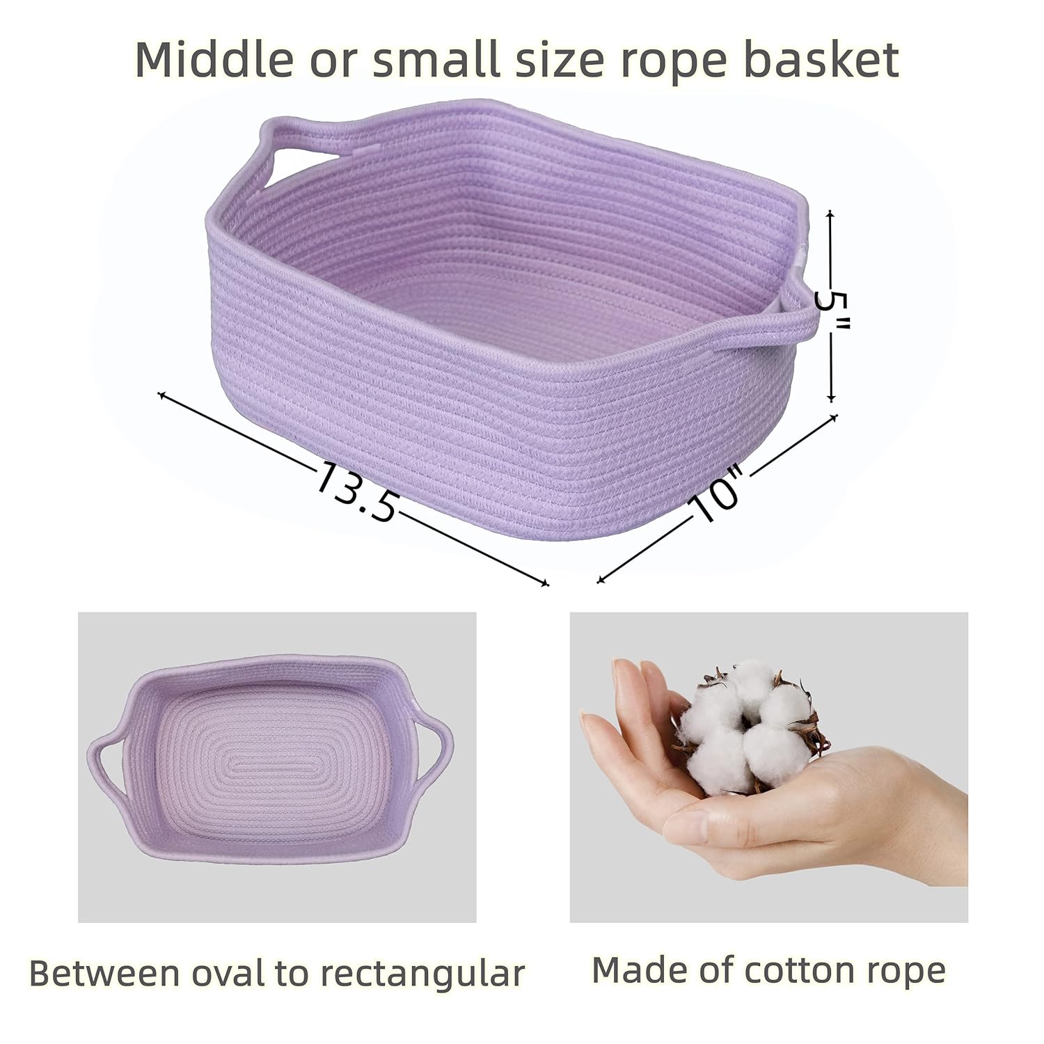 XUANGUO Woven Cotton Rope Storage Basket - Decorative Organizer for Pets & Nursery | Light Purple