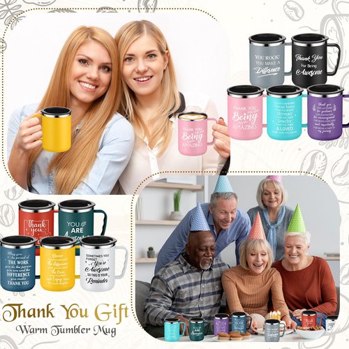Mifoci 10 Pack Easter Employee Appreciation Gifts Bulk Thank You Tumbler with Handle Teacher Nurse 17 oz Mug Team Staff Coworker Stainless Steel Motivational Insulated Inspirational Party Favor