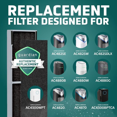 GermGuardian Air Filter B - Genuine HEPA Replacement for Smoke & Pollutants | Fits AC4825, AC4300, AC4880, AC4900, CDAP4500, FLT4825SM