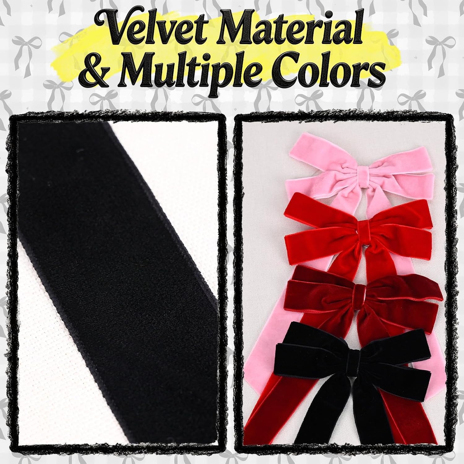 Skiennix Velvet Bows - 12 Pcs Pink & Black Pre-Tied Ribbon Bows for Y2K Room Decor | Perfect for Bachelorette & Sweet 16 Parties