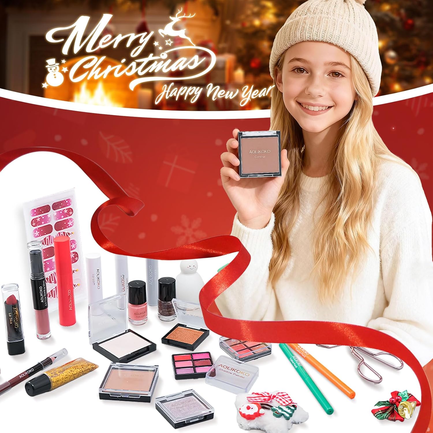 Makeup Advent Calendar 2025 - 24 Days of Full Makeup Kit Gifts for Women & Teen Girls