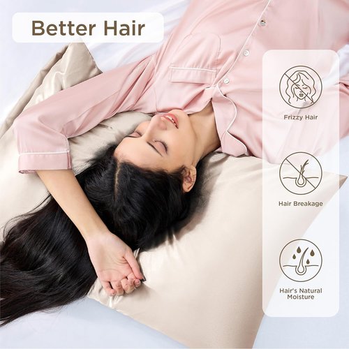 Bedsure Satin Pillowcase - Silky Queen Pillowcases for Hair & Skin | 4-Pack Beige 20x30 Inches