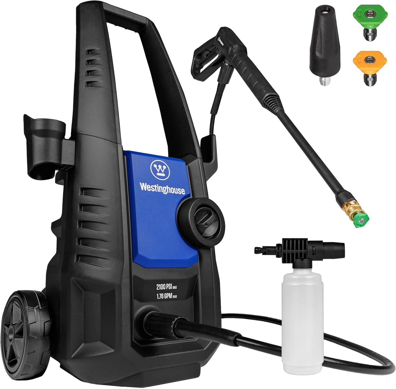 Westinghouse ePX3050 Electric Pressure Washer - 2100 Max PSI, 1.76 GPM, Foam Cannon & Turbo Nozzle for Cars, Patios & More