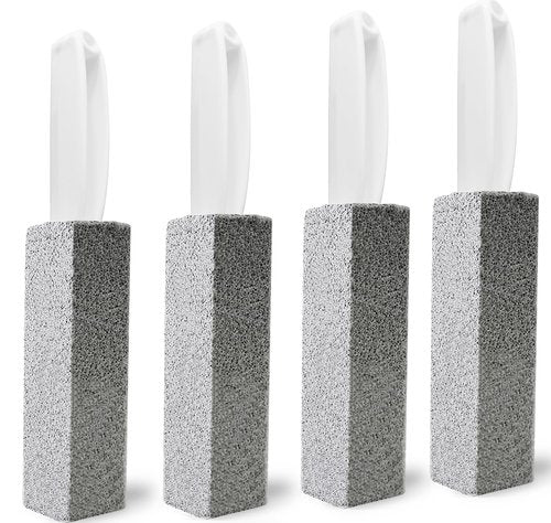 Comfun Pumice Stone Toilet Brush for Cleaning Toilet Bowl with Handle, Pumice Stick Pumice Scouring Pad for Cleaning, 4 Pack