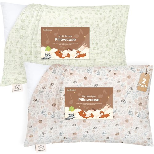 KeaBabies Muslin Toddler Pillowcase - 2-Pack Organic Cotton Covers for Kids | Soft & Breathable 13x18" (Flora Vale)