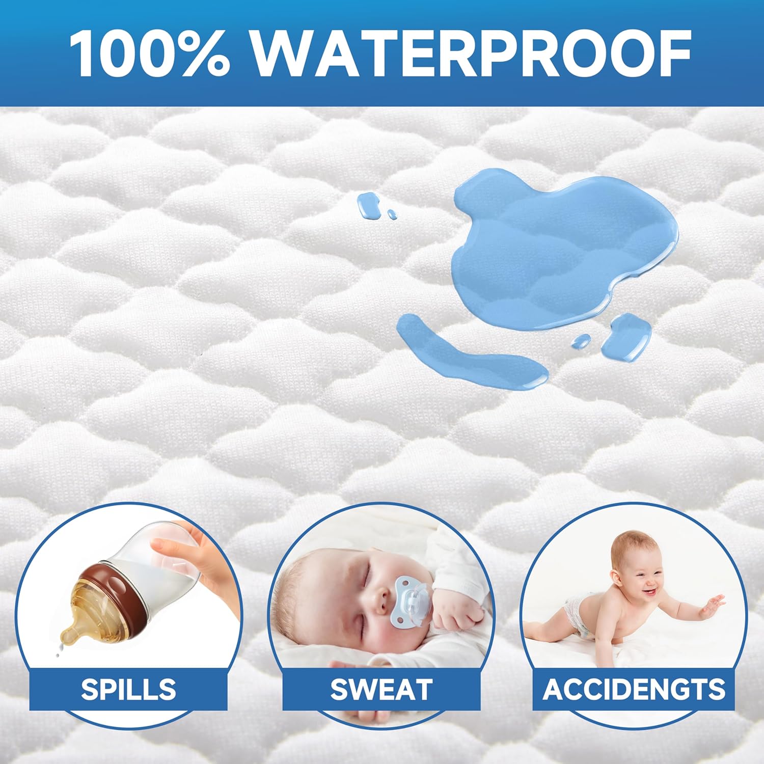 Pro Goleem Baby Bassinet Mattress Pad - Waterproof Soft Gel Memory Foam, 30"x18" Dual-Sided Design