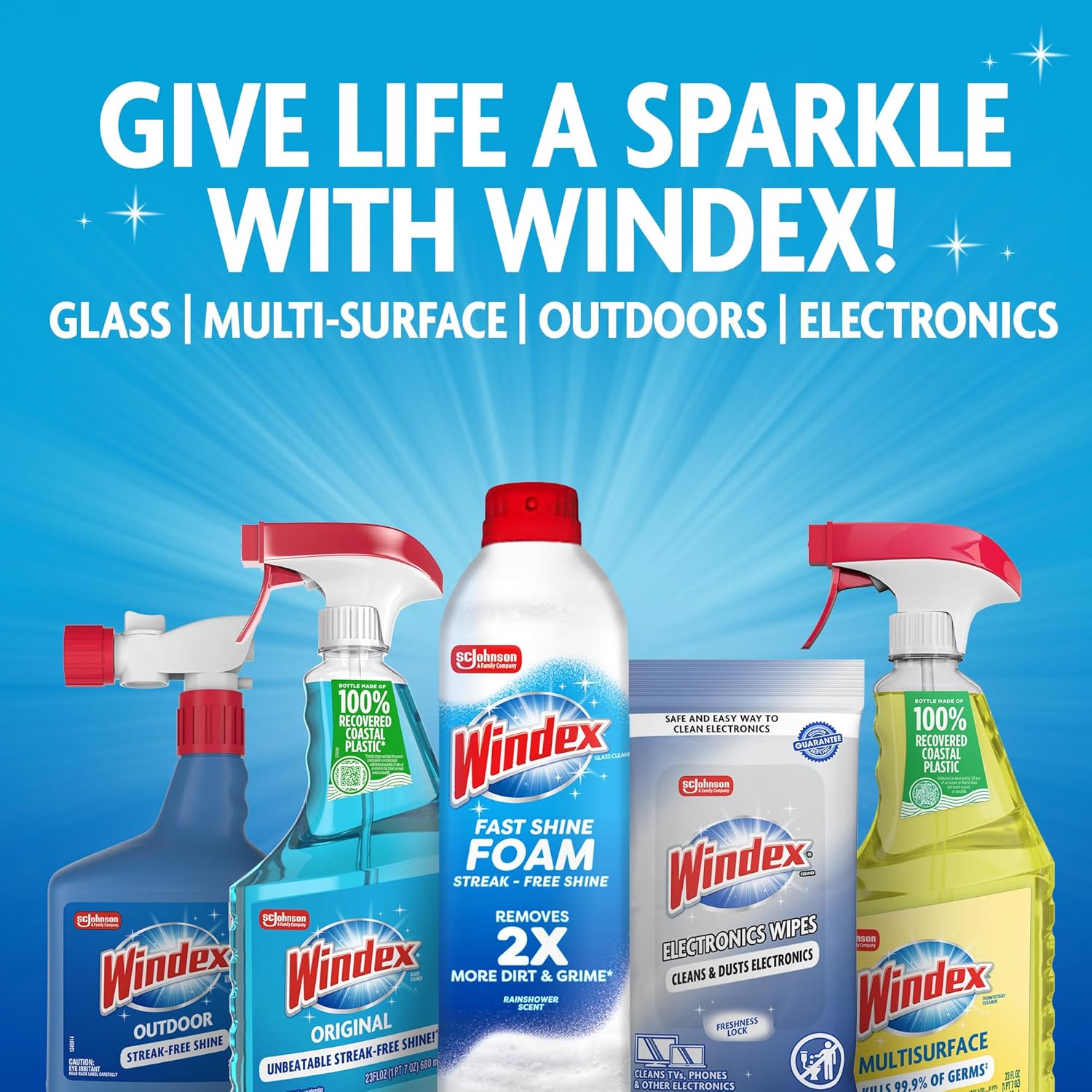 Windex Glass Cleaner Spray - Prevents Leakage & Breakage | Original Blue Scent, 23 Fl Oz (Pack of 2)