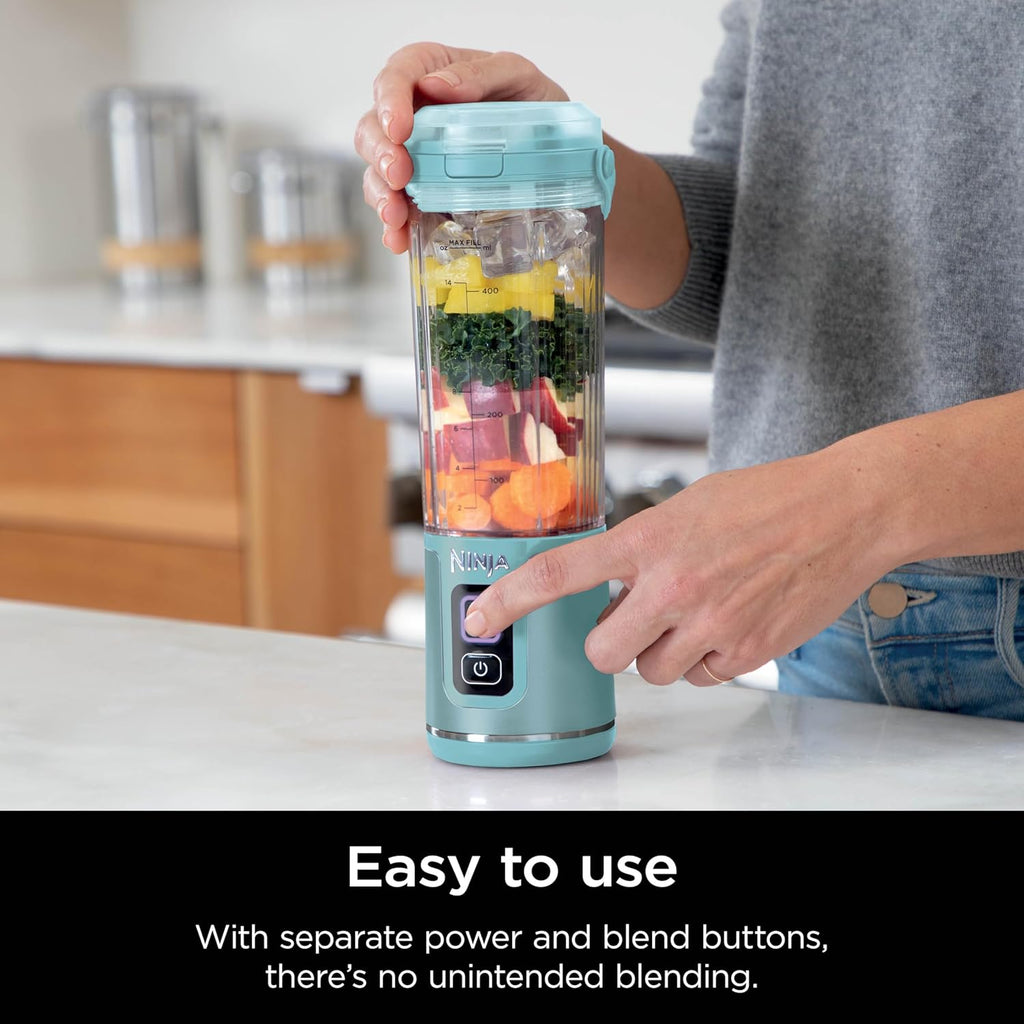 Ninja Blast Portable Blender - Cordless 18oz Personal Blender for Smoothies & Shakes | BPA-Free, Leakproof Lid, USB-C Rechargeable, Tinted Aqua