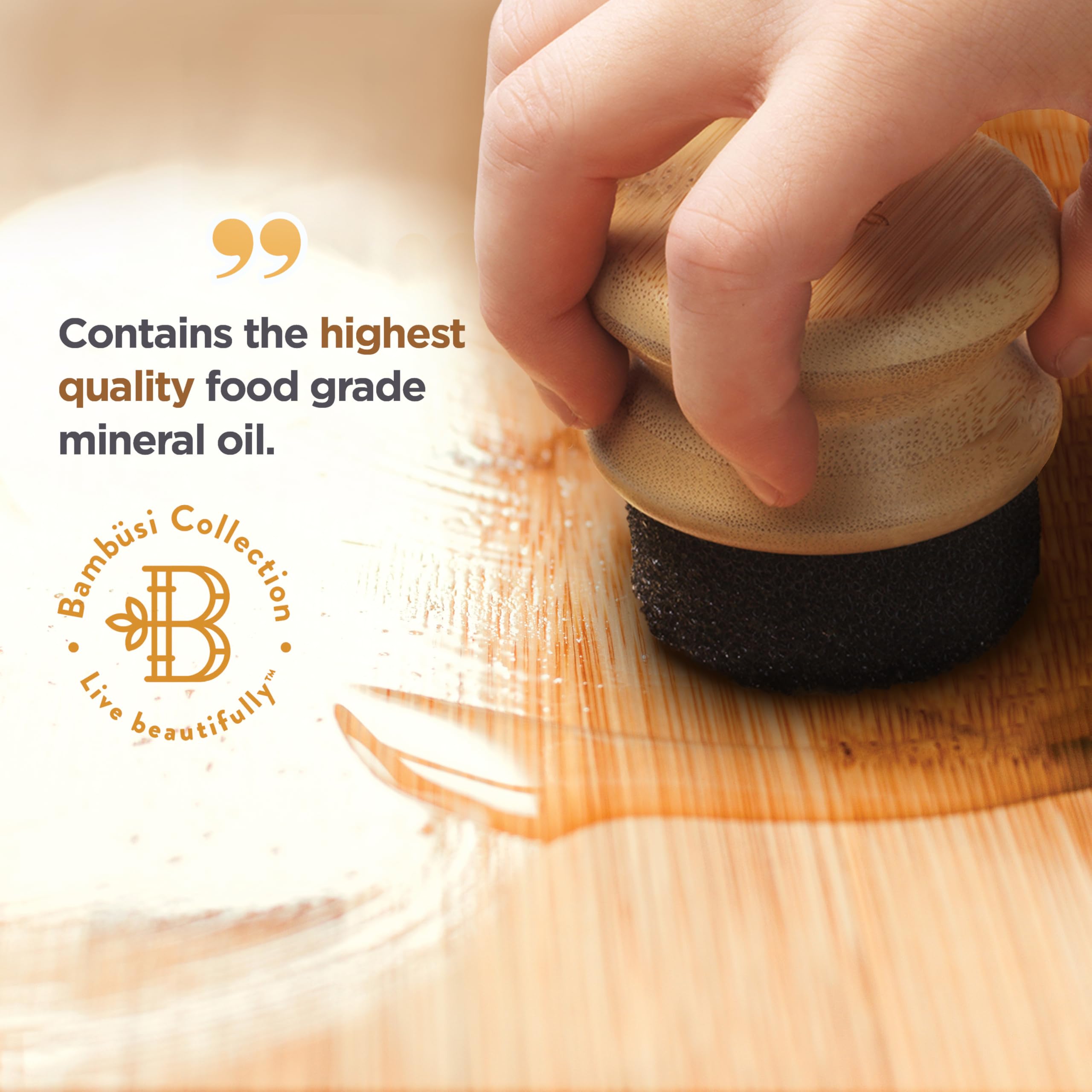 Mineral Oil for Wood Cutting Board - Food Grade Butcher Block Oil Conditioner, Cutting Board Oil for Bamboo, Teak, Wood Countertops, Knives, Utensils, Meat Grinder, Soapstone, Marble, 8 oz by Bambusi
