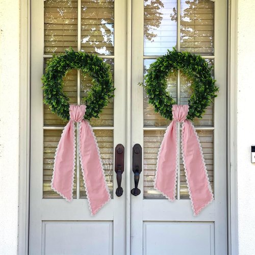 DYSHAYEN Wreath Sash - Canvas RIC Rac Trim for Front Door | Indoor & Outdoor Decor (Pink-White)