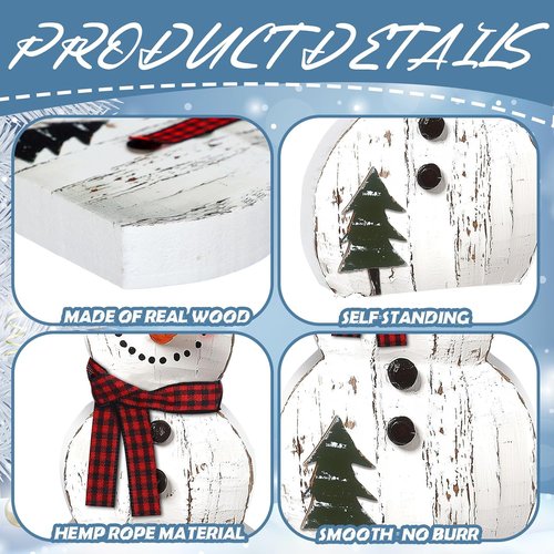 Barydat Christmas Snowman Wooden Decorations - Rustic Table Centerpieces for Holiday Cheer