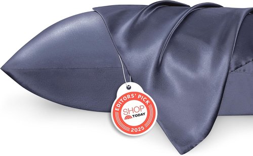 Bedsure Satin Pillowcase - Luxurious Silk-Like Feel | Standard Size 20x26 Inches, Blue Granite, 2-Pack