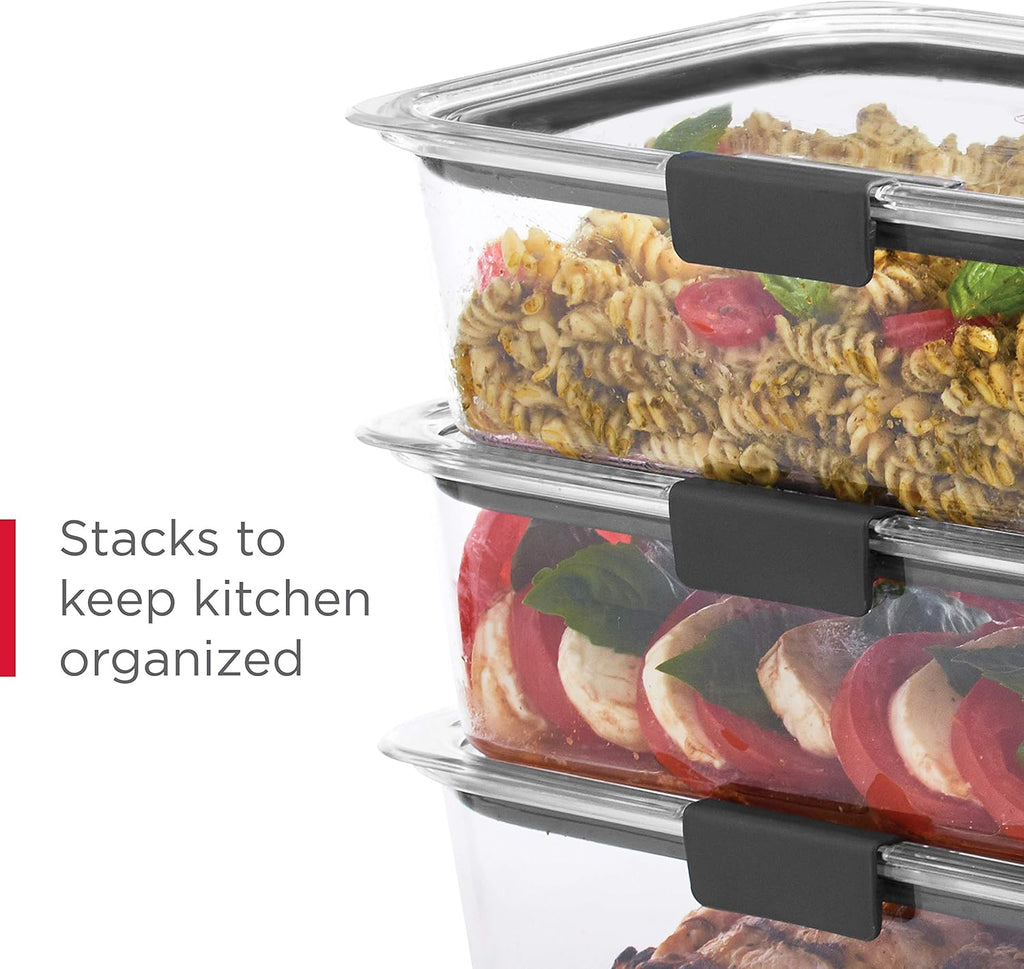 Rubbermaid Brilliance Food Storage Containers - BPA-Free, Airtight, Clear Set of 2 (9.6 Cup) for Meal Prep & Leftovers