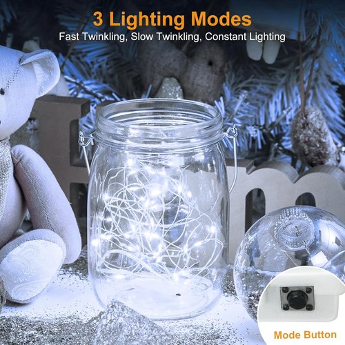 Btfarm LED Fairy Lights - 3 Pack Battery Operated Twinkle Lights | 7FT 20 LED Mini String Lights in Cool White for Mason Jars, Weddings & Parties