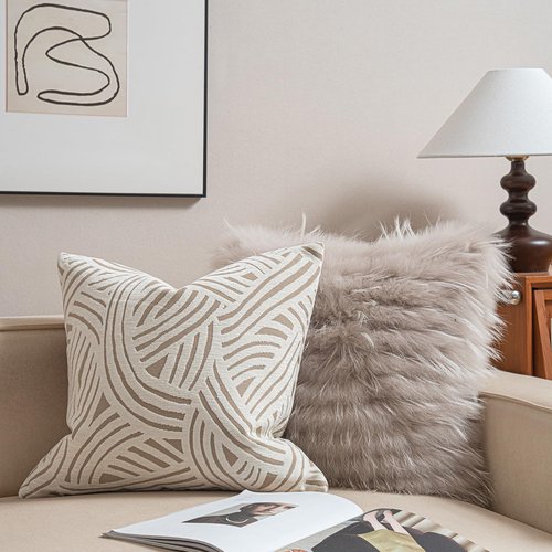 Croker Horse New 20x20'' inches Throw Pillow Cushion Covers - Paradise Beige Color Chenille Jacquard Embroidery Luxury Modern Style Couch Sofa Bed Pillow Cover for Living Room Bedroom