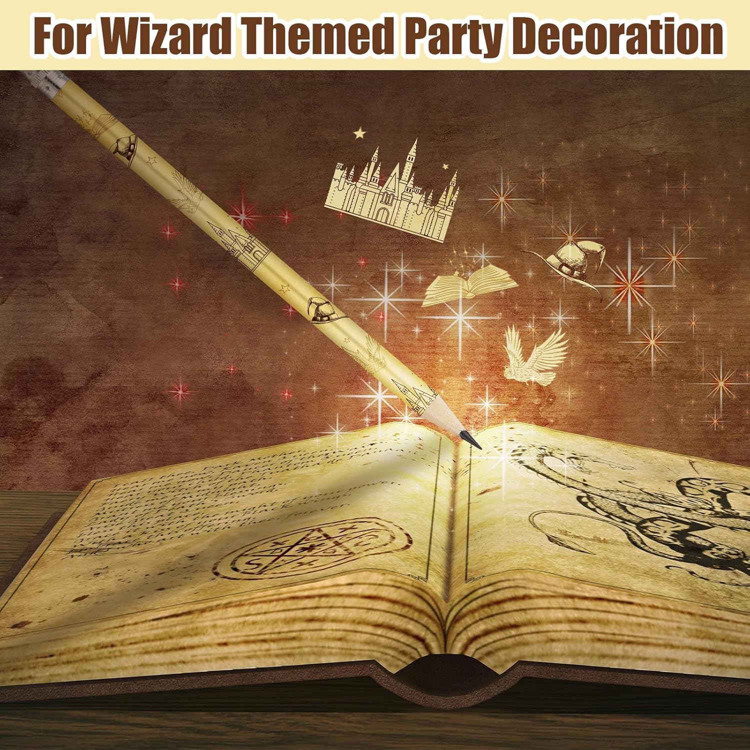 Tenceur Wizard Party Favors - 100 Magical Castle Pencils with Eraser Heads | Perfect for Kids' Birthdays & School Supplies