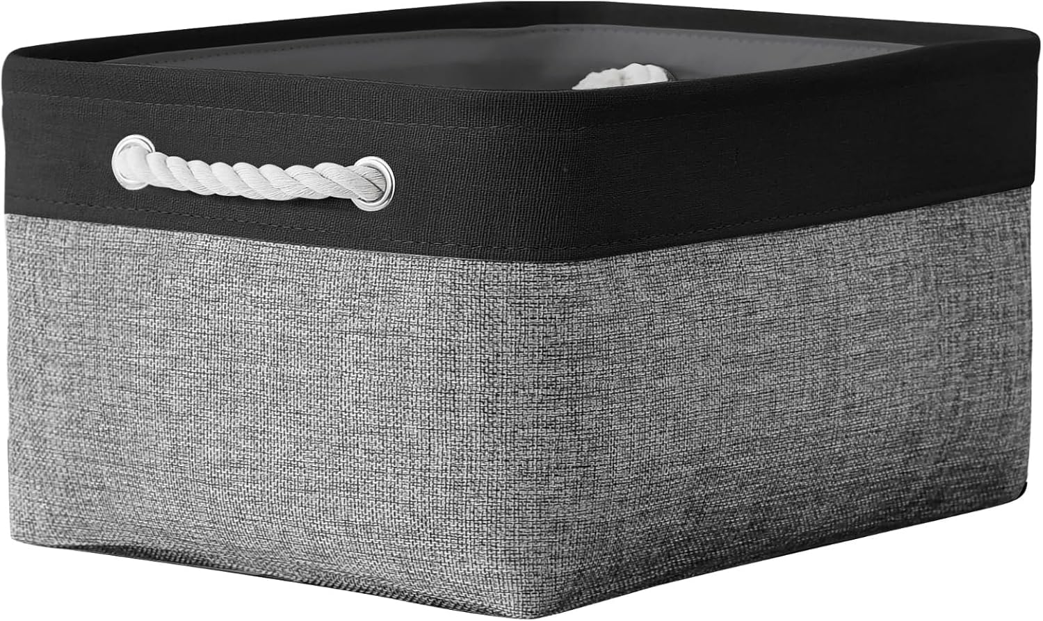 TheWarmHome Storage Basket - 16x12x8 Inch Fabric Organizer Bins for Laundry, Toys & More | Grey & Black