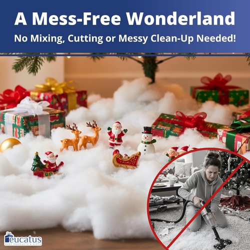 Eucatus Fake Snow Fluff Sheet - 15 Sqft Cotton-Like Christmas Decoration for Mantle & Tabletop