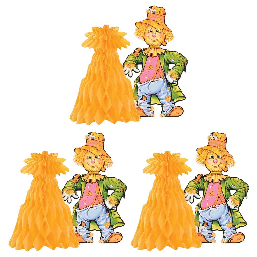Beistle 3 Piece 11" Fall Harvest Scarecrow Centerpieces for Thanksgiving Decorations