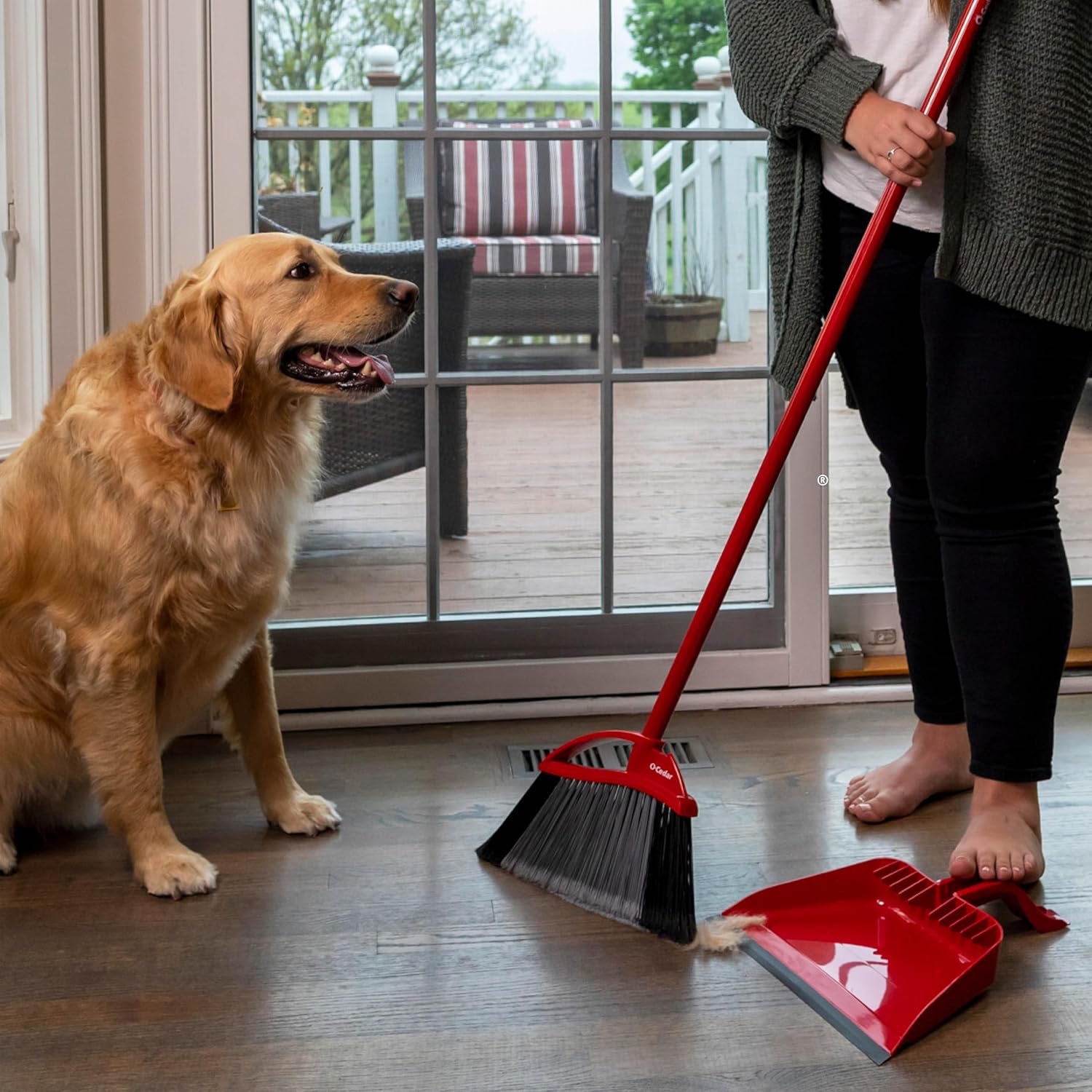 O-Cedar Pet Pro Broom - Step-On Dustpan for Effortless Cleaning | Removes 99% of Pet Hair