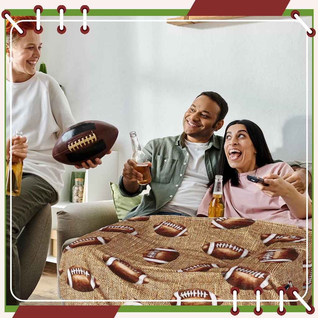 FuWeave Reversible Football Throw Blanket Double Sided Ultra Plush Blanket for Football Lover Gift Birthday Party Decor Home Bed Sofa Couch, 60 x 50 Inch