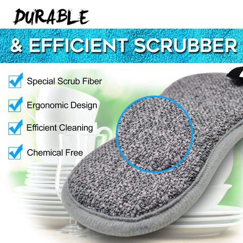 Dual Sided All-Purpose Sponges Kitchen,Dish Sponge for Washing Dishes Cleaning Kitchen,Non Scratch,Rough Scrubbers for Non-Stick Cookware, Soft Microfiber Scrub for Dishes(Bule,6Pack)
