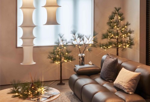LITBLOOM Lighted Christmas Tree with Timer 4FT 36 Warm White LED Lights, Pine Tree with Lights for Home Xmas Holiday Decoration Indoor Outdoor
