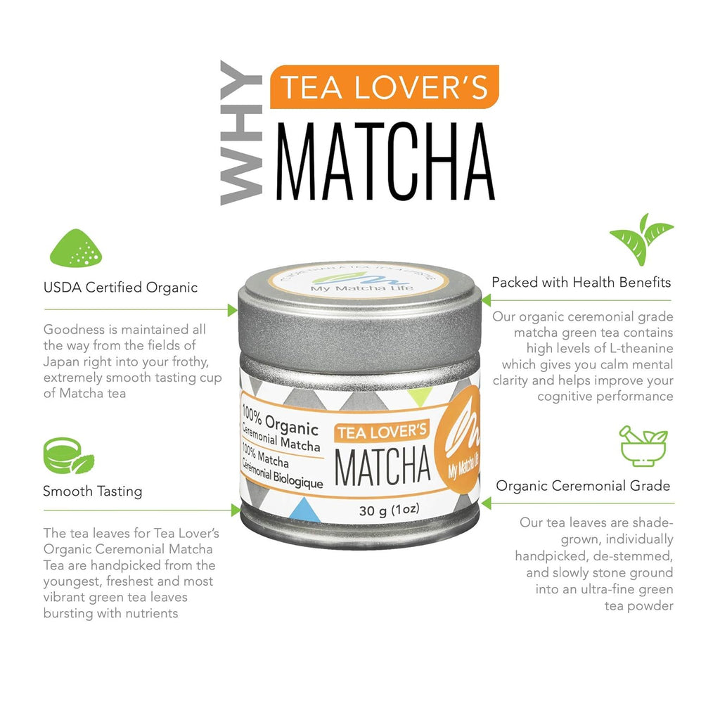 My Matcha Life® Organic Ceremonial Matcha Green Tea Powder - Pure Japanese Matcha, Smooth Flavor, 30 Servings, Vegan & Gluten-Free