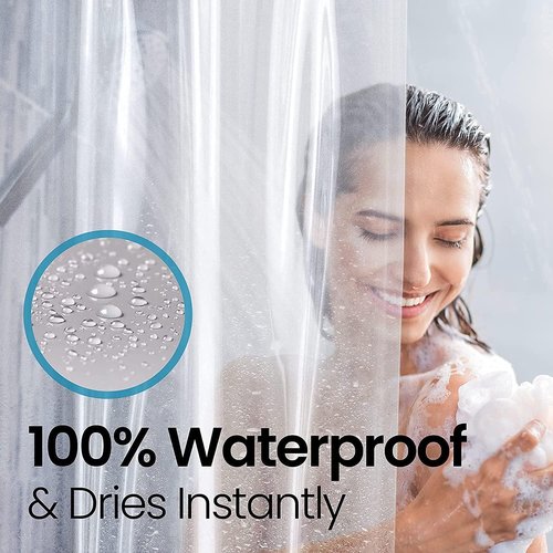 LiBa Waterproof Plastic Shower Curtain | Premium Non-Toxic PEVA with Rust-Proof Grommets - 72x72 Inches