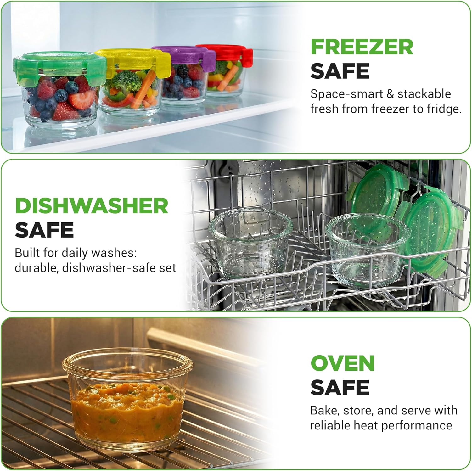 NutriChef 24-Piece Glass Food Storage Containers Set - Stackable, Microwave & Dishwasher Safe, 4.48oz