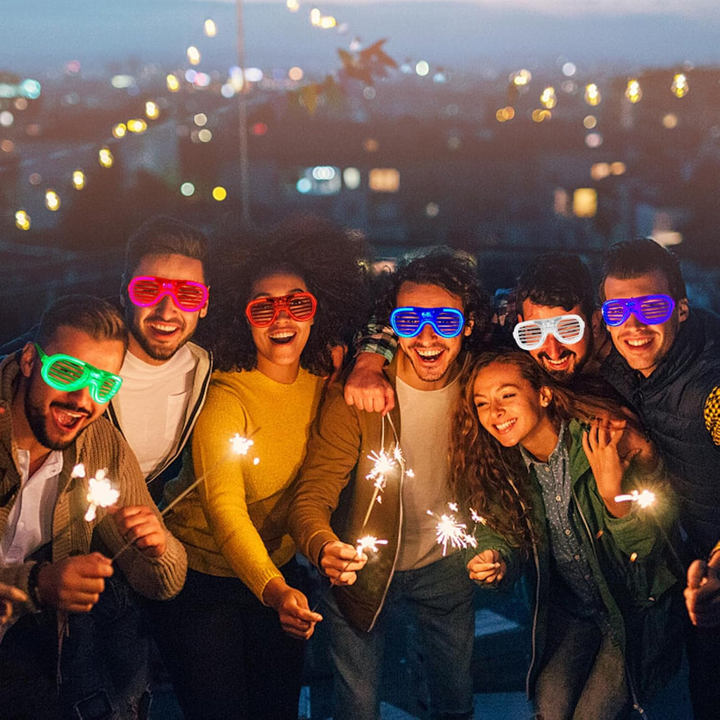 Skiennix LED Glasses - 25 Pack Neon Colors | Glow in the Dark Party Supplies for Kids & Adults