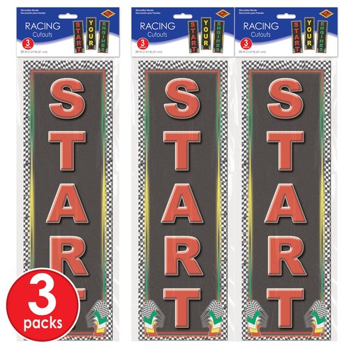 Beistle 9 Piece Racing Decorations Sports Theme Cut Outs 20" x 6"