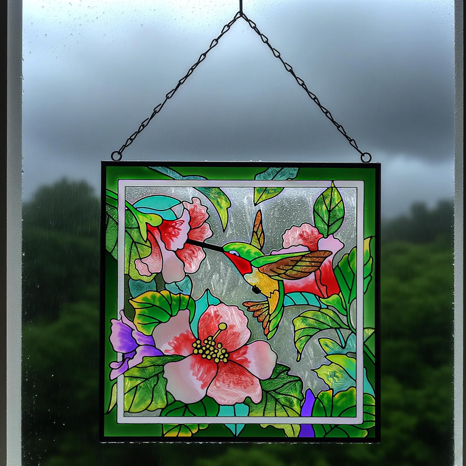 Stained Glass Suncatcher - Handcrafted Hummingbird Window Decor | Colorful Light Catcher Gift for Home