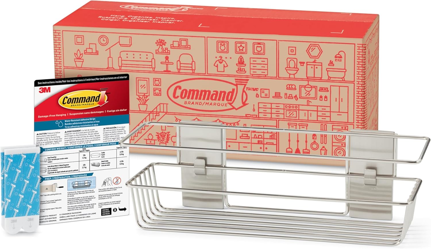 Command Shower Caddy - Water-Resistant Strips for Easy Bathroom Organization | Durable Design
