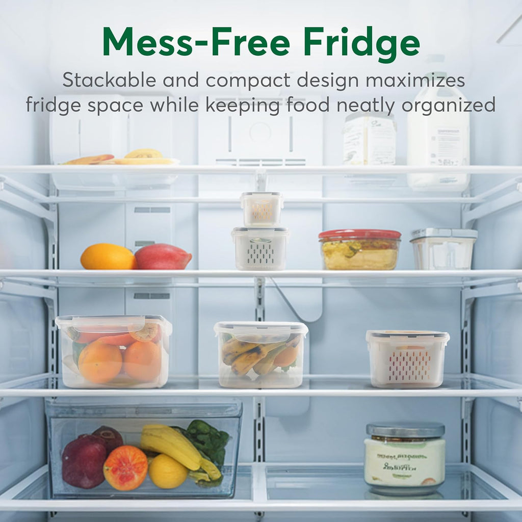 Skiennix Fruit Storage Containers - 5 Set BPA-Free, Leakproof & Dishwasher Safe for Fresh Produce
